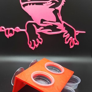 Crested Gecko Feeding Ledge – 3D Printed Suction Cup Ledge with 2 Cup Holders | Reptile Feeder for Terrariums & Enclosures
