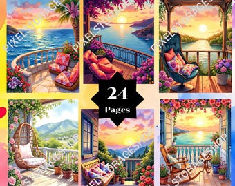 Color by number, 24 pages and colors, For adults, Printable,  PNG & SVG ,Instant Download, Digital, Paint by numbers