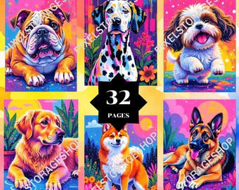 Coloring by number, 32 pages, 24 Colors, For adults, Printable, 8.5 x 11 Inches, PNG & SVG File, Digital, Instant Download, Paint by numbers