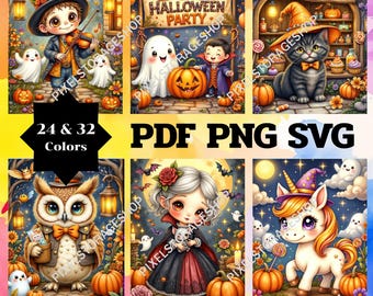 Color by number, 24 and 32 colors, 2 Skills, For adults, Printable, PDF, PNG & SVG File, Digital, Instant Download, Paint by numbers