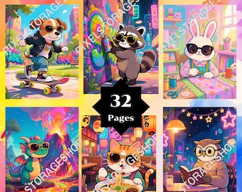 Color by number, 32 pages and 24 colors, For adults, Printable, 8.5 x 11 In,  PNG & SVG File, Digital, Instant Download, Paint by numbers