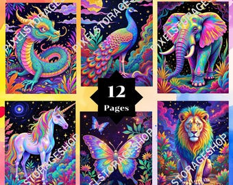 Color by number, 12 pages and 24 colors, For adults, Printable, 8.5 x 11 Inches, PNG & SVG File, Digital, Instant Download, Paint by numbers