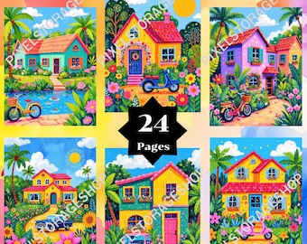 Color by number, 24 pages and colors, For adults, Printable, PNG & SVG File, Digital, Instant Download, Paint by numbers