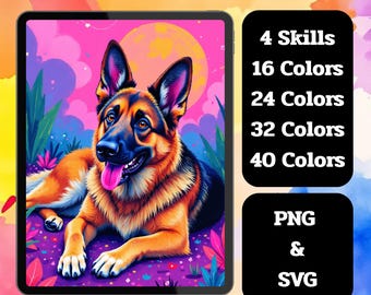 Color by number, 4 Skills, For adults, Printable, 8.5 x 11 Inches, PNG & SVG File, Digital, Instant Download, Paint by numbers