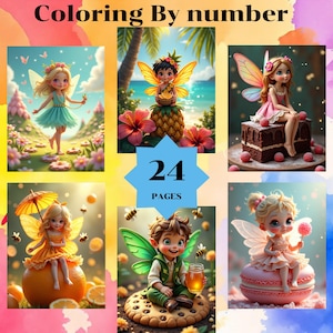 Coloring by number, 24 pages, Coloring pages for adults, Printable, 8.5 x 11 In, PDF & PNG File, Digital, Instant Download, Paint by numbers