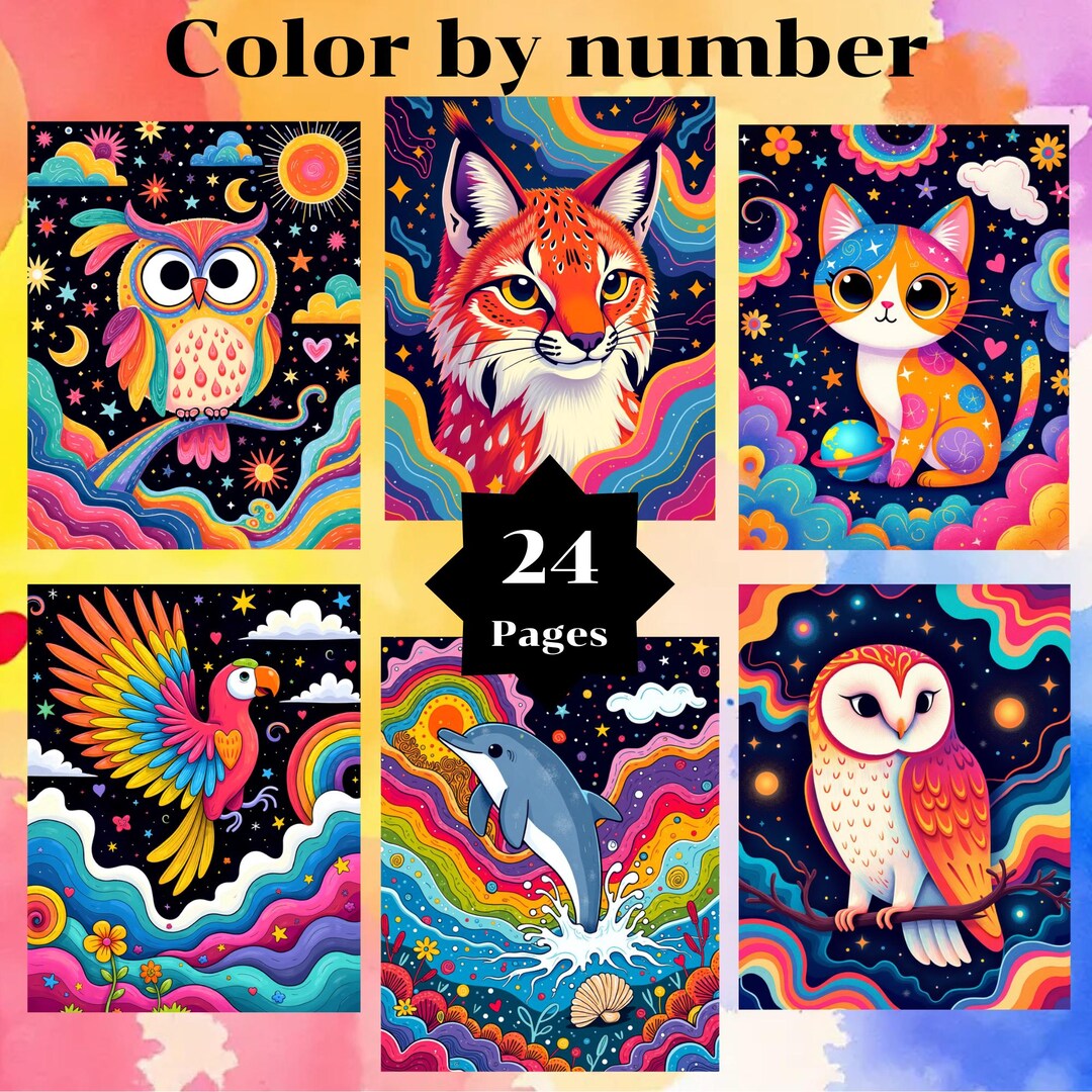 Color by Number, 24 Pages and Colors, for Adults, Printable, 8.5 X 11 ...