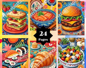 Color by number, 24 pages and colors, For adults, Printable, PNG and SVG File, Digital, Instant Download, Paint by numbers