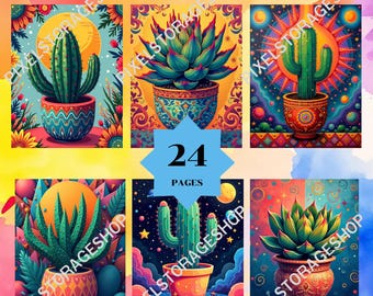 Coloring by number, 24 pages, 24 Colors, For adults, Printable, 8.5 x 11 Inches, PDF & PNG File, Instant Download, Paint by numbers