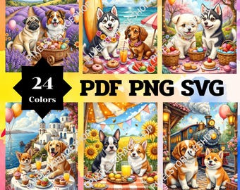 Color by number, 24 pages, 24 colors, For adults, Printable, A3, PDF, PNG, SVG File, Digital, Instant Download, Paint by numbers