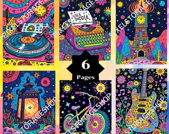 Color by number, 6 pages, For adults, Printable, 8.5 x 11 Inches, PNG & SVG File, Digital, Instant Download, Paint by numbers