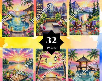 Coloring by number, 32 pages, 32 Colors,For adults, Printable, 8.5 x 11 Inches,  PNG & SVG File, Digital, Instant Download, Paint by numbers