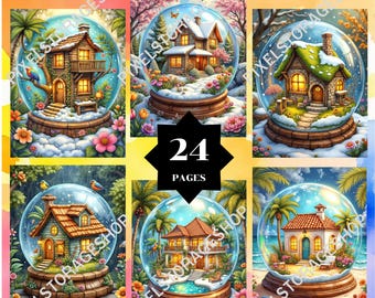 Coloring by number, 24 pages and colors, For adults, Printable, PNG & SVG File, Digital, Instant Download, Paint by numbers