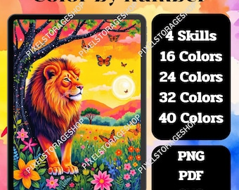 Color by number, 4 Skills, For adults, Printable, PDF, PNG & SVG File, Digital, Instant Download, Paint by numbers