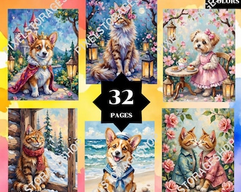 Coloring by number, Animal 32 pages, 48 Colors, For adults, Printable, PNG & SVG, Digital, Instant Download, Paint by numbers