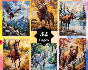 Color by number, 32 pages, 24 Colors, For adults, Printable, PNG & SVG File, Digital, Instant Download, Paint by numbers