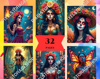 Coloring by number, 32 pages, For adults, Printable, 8.5 x 11 Inches, PDF & PNG File, Digital, Instant Download, Paint by numbers