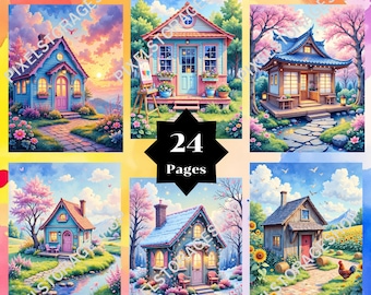 Color by number, 24 pages and 24 colors, For adults, Printable,  PNG & SVG File, Instant Download, Paint by numbers