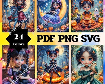 Color by number, 24 colors and pages, For adults, Printable, PDF, PNG & SVG File, Digital, Instant Download, Paint by numbers
