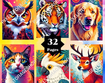 Color by number, 32 pages, 24 Colors, For adults, Printable, PNG & SVG File, Digital, Instant Download, Paint by numbers