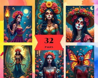 Coloring by number, 32 pages, For adults, Printable, 8.5 x 11 Inches, PDF & PNG File, Digital, Instant Download, Paint by numbers