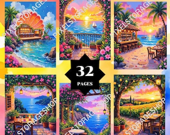 Coloring by number, 32 pages, 32 Colors,For adults, Printable, PNG & SVG File, Digital, Instant Download, Paint by numbers