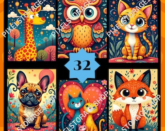 Coloring by number, 32 pages, 32 colors, For adults, Printable, 8.5 x 11 Inches, PDF & PNG File, Instant Download, Paint by numbers