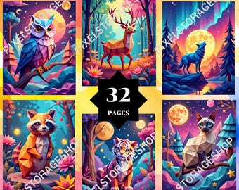 Coloring by number, 32 pages, 24 Colors, For adults, Printable, PNG & SVG File, Digital, Instant Download, Paint by numbers