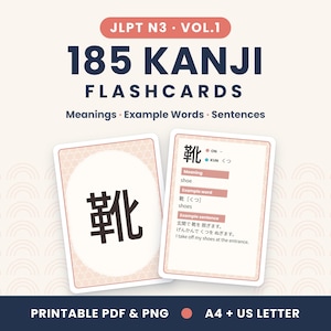 JLPT N5 Kanji Flashcards, 103 Japanese Study Cards With Readings