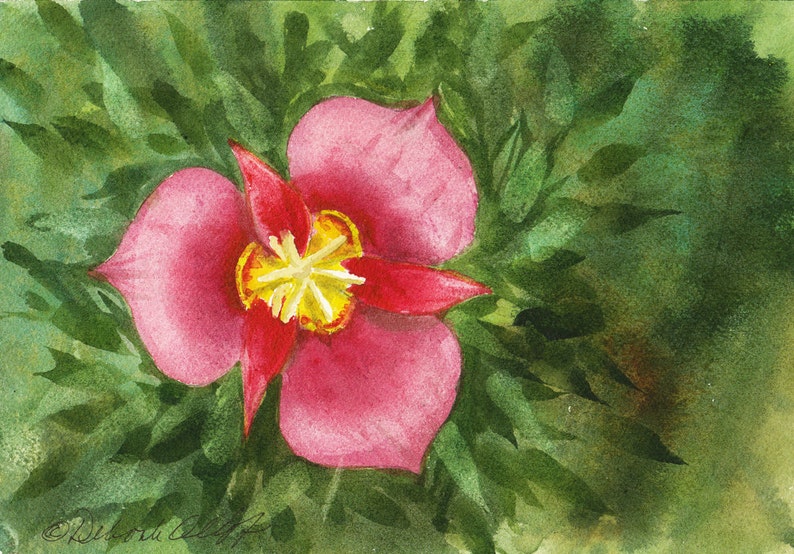 Utah Sego Lily, Watercolor Original, State Flower, Purple image 1