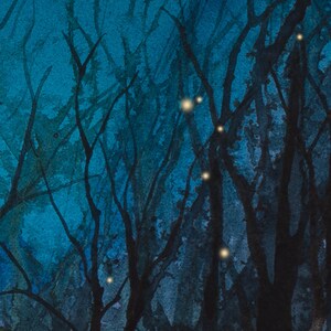 Firefly Moon Watercolor Print Full Moon Night Sky - Etsy Italia