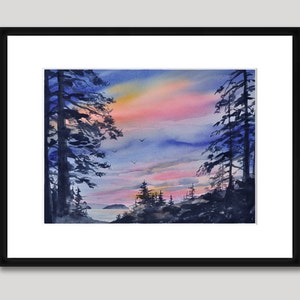 Orcas Island Sunset II, Watercolor Giclée Print, Orcas Island, San Juan Islands, Pacific Northwest, Fawn Island image 4