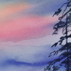 Orcas Island Sunset II, Watercolor Giclée Print, Orcas Island, San Juan Islands, Pacific Northwest, Fawn Island image 3