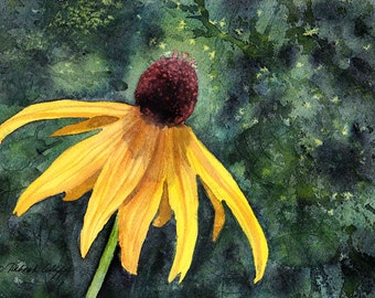 Maryland, Black-eyed Susan, Watercolor Original, State Flower, Yellow