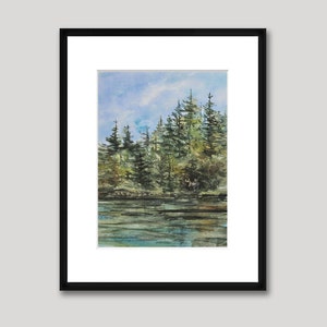 Out of the Woods, Watercolor Print, Woods, Maine, Moose Pond, Lake, Forest image 5