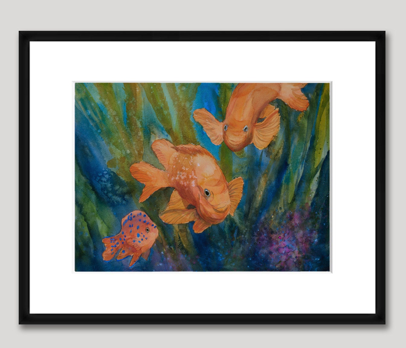 Garibaldi Family, Watercolor Print, Fish, Ocean, Sea, Marine-life ...