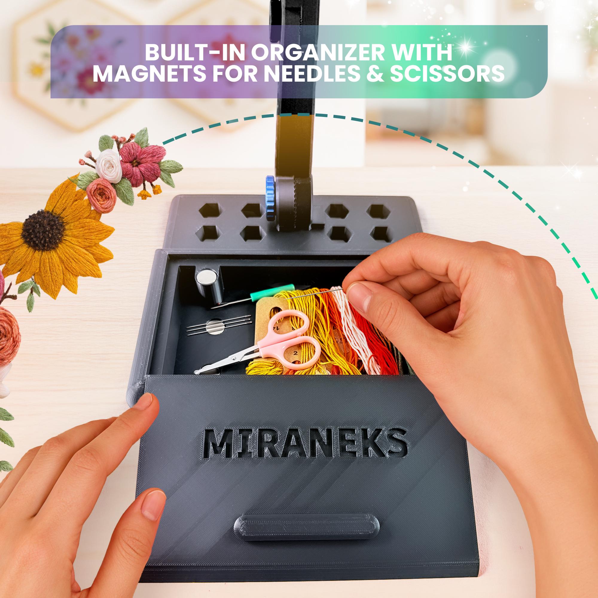 Adjustable Embroidery Stand with Organizer - Cross Stitch Frame for Table or Floor – Made in USA