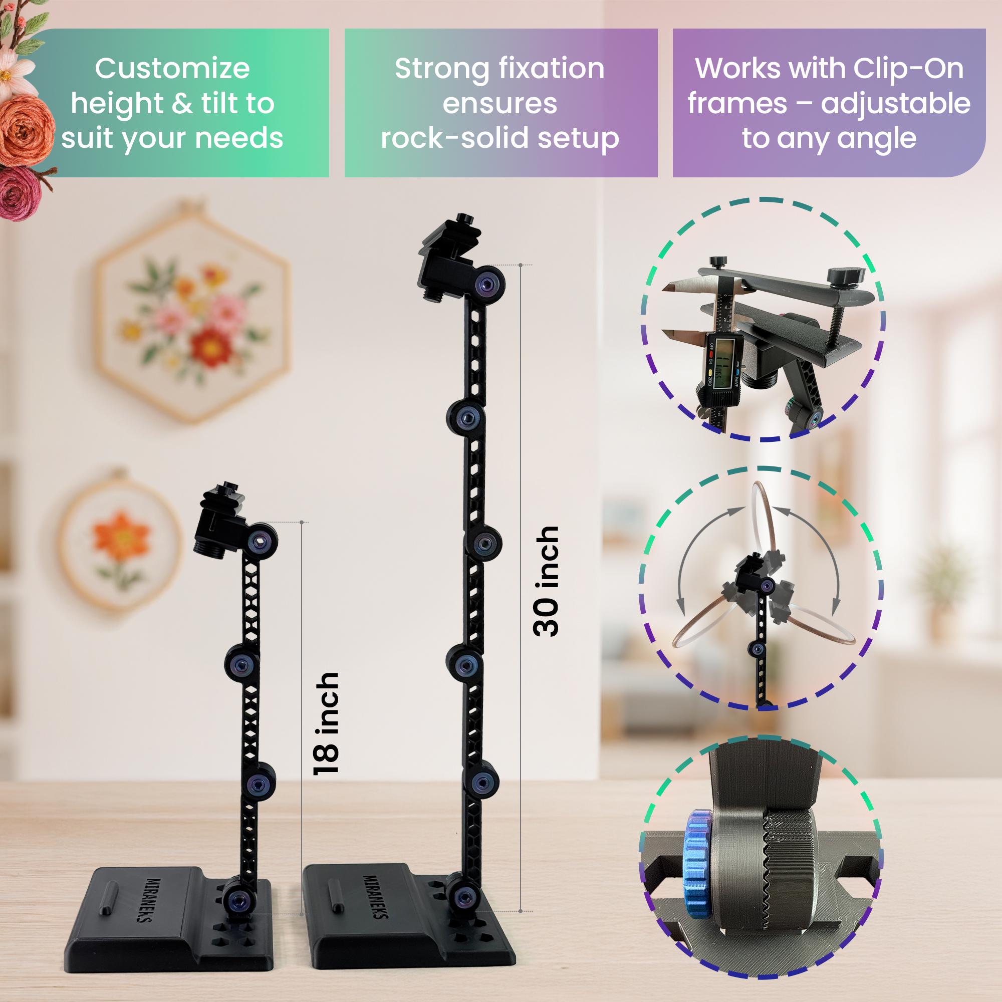 Adjustable Embroidery Stand with Organizer - Cross Stitch Frame for Table or Floor – Made in USA