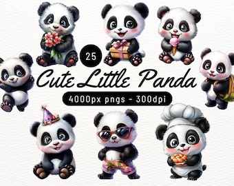 Cute Panda Clipart Bundle – 25 Adorable PNG Designs Perfect for Invitations & Crafts!