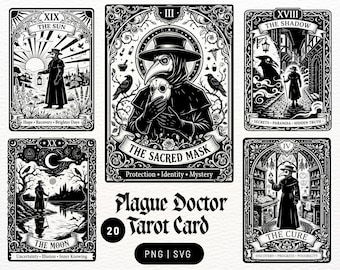 Carta del Tarot del Doctor de la Peste / Diseño en formato SVG y PNG / Arte de silueta de críptido