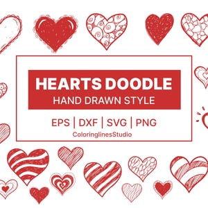 Clipart de coração desenhado à mão | Esboços de amor para o Dia dos Namorados | eps svg png dxf