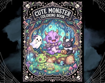 Gezellig gotisch kawaii monster kleurboek | Halloween-pdf-plezier