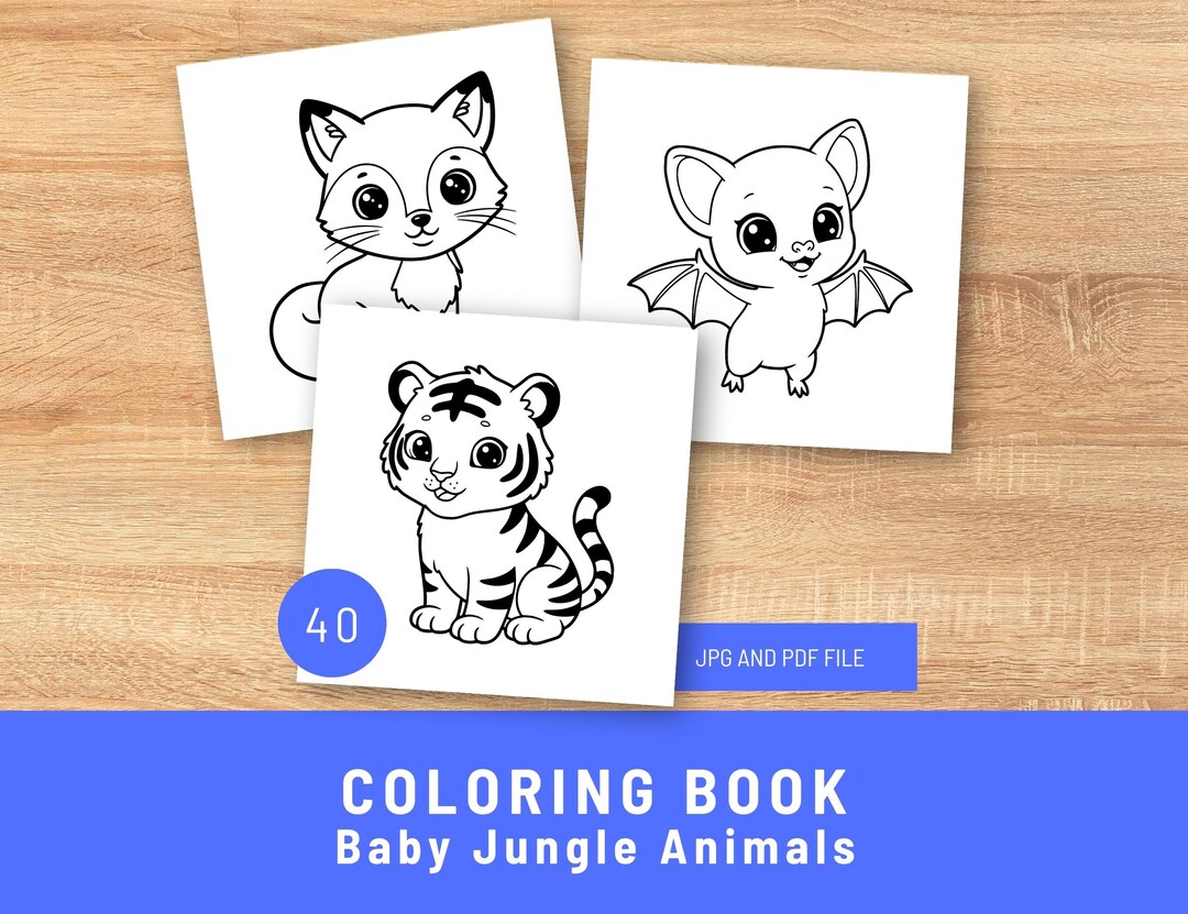 Baby Jungle Animals Coloring Pages | Kids Printable Activity (PDF & JPG ...