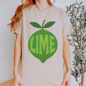 Lime Graphic T Shirt | Retro Fruit Tee | Unisex Heavy Cotton Tee | Aesthetic Fruit Tee | Bold Lime Tee