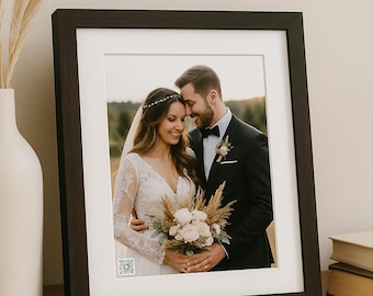 Marco de fotos para bodas / Marco de fotos con mensaje de voz / Marco personalizado con audio o video / Imagen con código QR personalizado / Marco de sonido