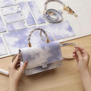 Sac à main bricolage sac cartable kit de couture motif cuir PU ensemble d'outils d'artisanat sac à main fait main fourre-tout pdf coudre propre cadeau d'anniversaire de vacances