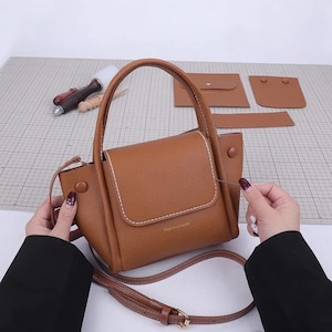 Sac à main bricolage sac cartable kit de couture motif cuir PU ensemble d'outils d'artisanat sac à main fait main fourre-tout pdf coudre propre cadeau d'anniversaire de vacances