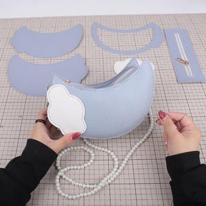 Sac à main bricolage sac fourre-tout kit de couture motif cuir PU Ensemble d'outils d'artisanat fait main cartable sac à main épaule pdf coudre propre cadeau d'anniversaire de vacances