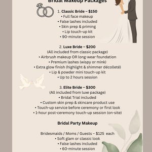 Wedding makeup price list
