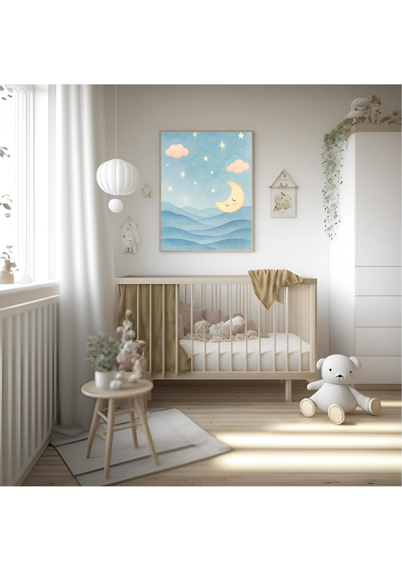 Watercolor Night Sky Nursery Art: Gold Stars Print (digital Download - Etsy
