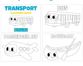 Transportation Coloring Book for Kids, Cars Trucks Planes Trains Activity Pages, Printable A4 PDF